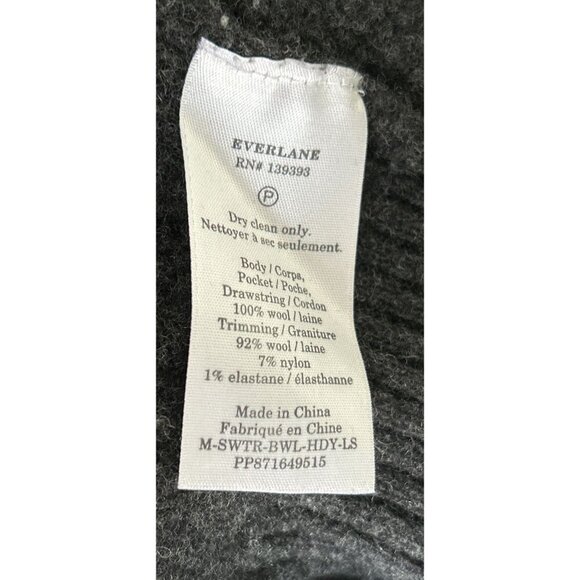 Everlane Wool Sweater Women’s Size XS Hoodie Pullover Gray Knit Pouch - Picture 8 of 8